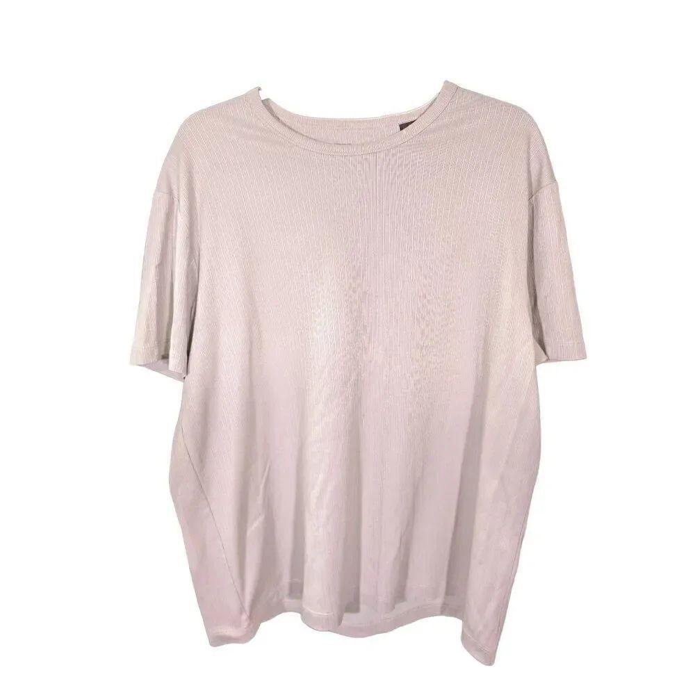 Perry Ellis Tan/Cream Shirt Crew Neck Men's Large